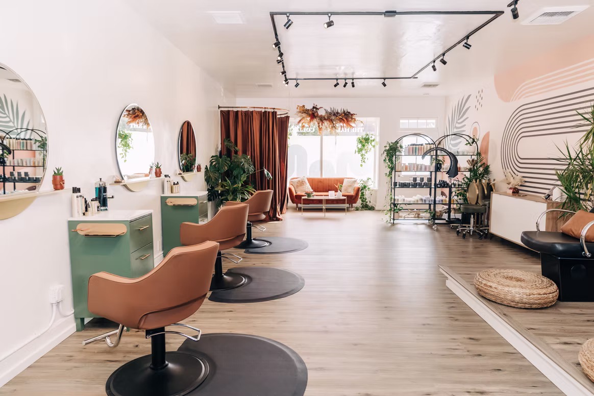 Interior of The Hair Collective salon in Bixby Knolls, Long Beach